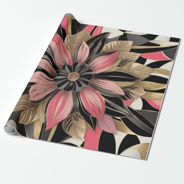 Papel De Presente Belo floral (Desenrolado)