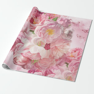 Papel De Presente Belo jardim de flores rosa