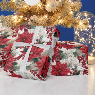 Papel De Presente Belo Natal da Poinsettia