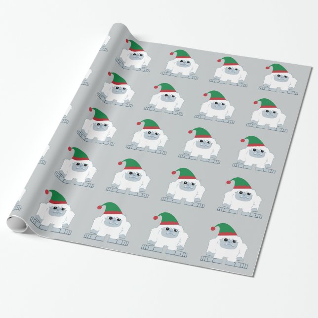 Papel De Presente Belo Natal Elf Yeti (Desenrolado)