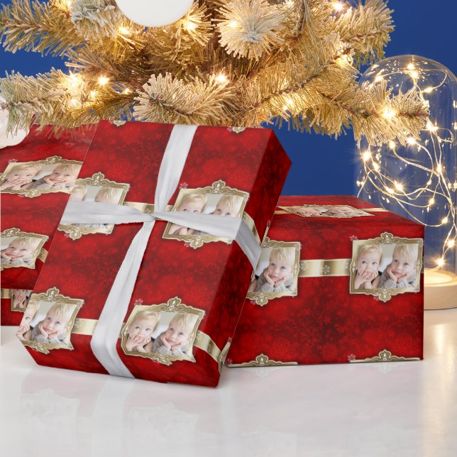 Papel De Presente Belo Natal, Folha de Ouro, Foto Personalizada (Feriados)