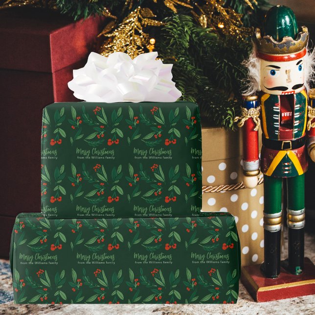 Papel De Presente Belo Natal Holly Berries - Personalidade Verde (Criador carregado)