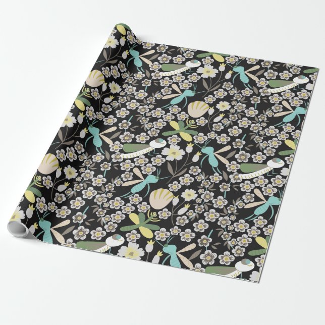 Papel De Presente Belo padrão de Primavera (Desenrolado)