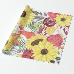 Papel De Presente Belo Padrão Floral Com Um Bom Outono
