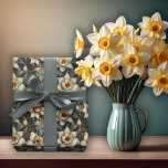 Papel De Presente Belo padrão floral de narcisos barrocos da primave<br><div class="desc">Lindo padrão floral contínuo de narcisos em estilo barroco para todas as suas ocasiões temáticas de primavera.</div>