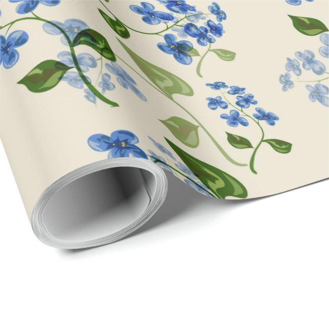 Papel De Presente Belo padrão floral sem descontinuidades esqueça-me (Ponta do rolo)