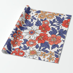 Papel De Presente Belo padrão floral vintage em pequeno realisti