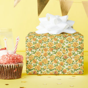 Papel De Presente Belo padrão sem costura de rosas amarelas