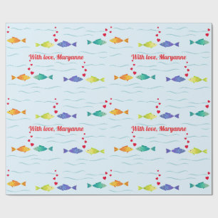 Papel De Presente Belo peixe de amor no oceano