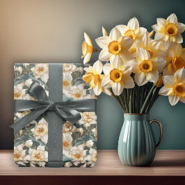 Papel De Presente Belo Primavera Barroco Daffodils Padrão Floral