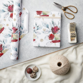 Papel De Presente Belo rosa de aquarela com vibrações de inverno