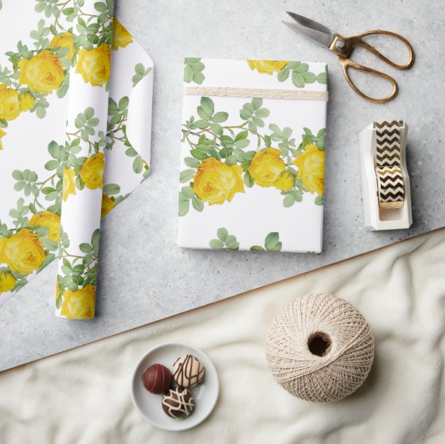 Papel De Presente Belo Rosa de Casamento Amarelo Flor (Artesanato)