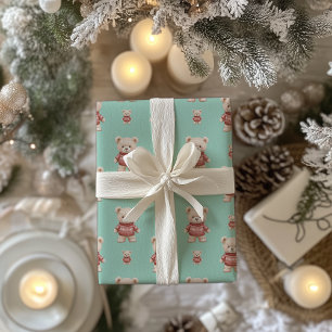 Papel De Presente Belo Urso de Teddy De Natal