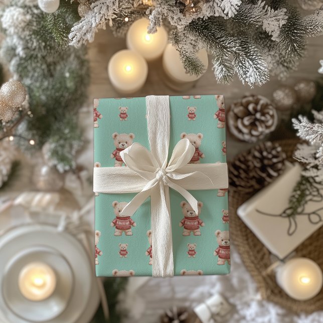 Papel De Presente Belo Urso de Teddy De Natal (Criador carregado)