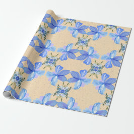 Papel De Presente Belos Flores Azuis