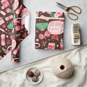 Papel De Presente Bem-Estar Feminino Padrão Floral