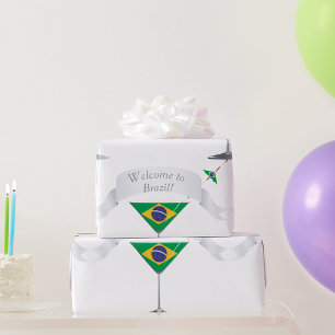 Papel De Presente Bem-vindo ao Copo de Martini da Bandeira Brasileir