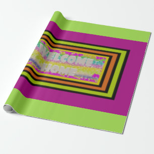 Papel De Presente bem-vindo design roxo vermelho bordado lat
