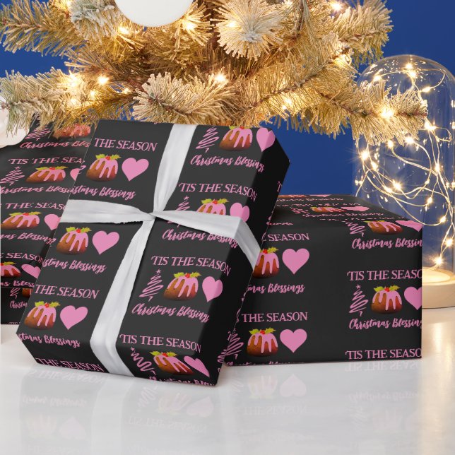 Papel De Presente Bênçãos de NATAL Rosa (Feriados)