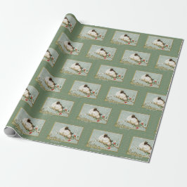 Papel De Presente Bênçãos de Natal SnowBirds Reprodução Vintage