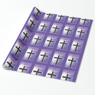 Papel De Presente Bênçãos de páscoa Cruzam o estouro em roxo, risen