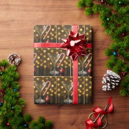 Papel De Presente Bengala de Natal Presa em um Copo de Martini