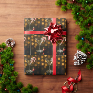 Papel De Presente Bengala em um Martini de Natal