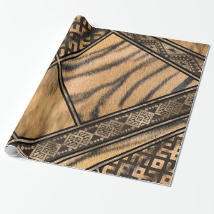 Papel De Presente Bengala Tigre Pele com Ornamentos Étnicos #1