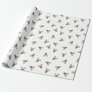 Papel De Presente Bengalas com Lança de Natal com Laço Verde