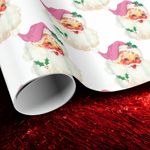 Papel De Presente Benny Retro Rosa Papai Noel Encarado presente de N