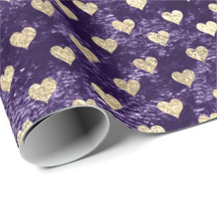 Papel De Presente Beringela roxa violeta Dourado mais foxier de