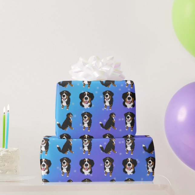 Papel De Presente Bernarês Mountain Dog Birthday (Presentes para festas)