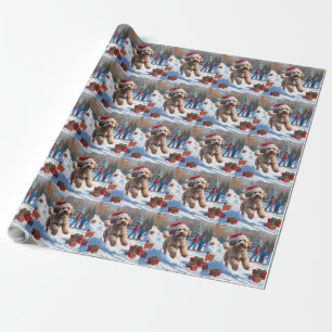Papel De Presente Bernedoodle Natal Cão de Neve Festiva