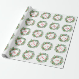Papel De Presente Berries de inverno e Joy Greenery Natal