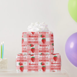 Papel De Presente Berry First Birthday Strawberry First 1rua Name