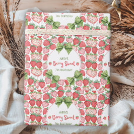 Papel De Presente Berry Sweet 7th Birthday Strawberry Party 