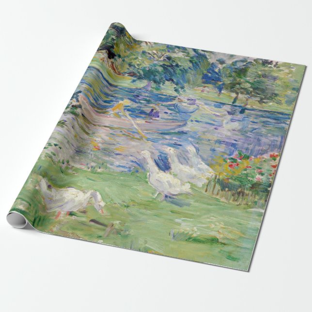 Papel De Presente Berthe Morisot - Rapariga num Barco com Gansos (Desenrolado)