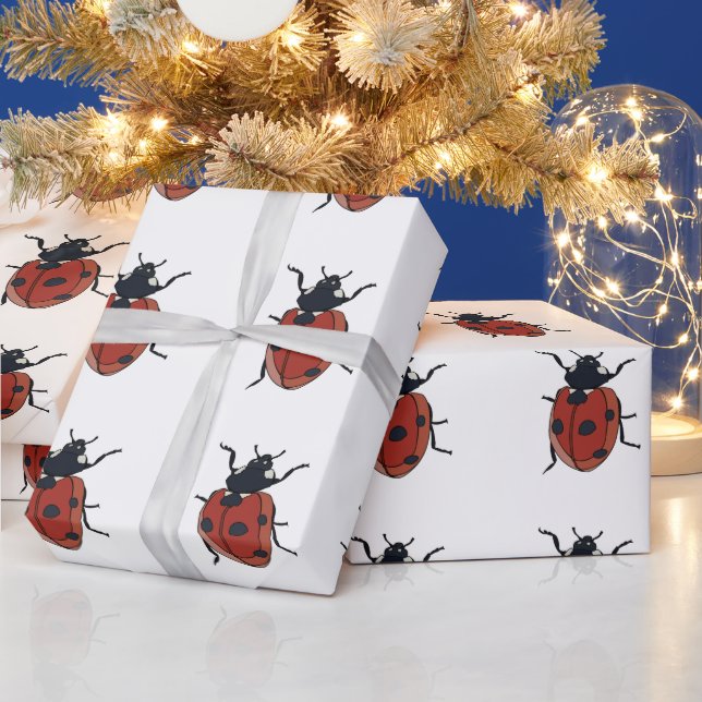 Papel De Presente Besouros Insetam Besouros Ladybug (Feriados)