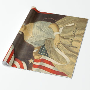 Papel De Presente Betsy Ross Primeira Bandeira Americana Retrato Vin