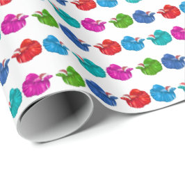 Papel De Presente Betta Fish Santas Wrapping Paper