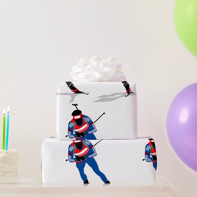 Papel De Presente Biathlon Skier Winter Sports Athlett em ação (Criador carregado)