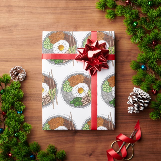 Papel De Presente Bibimbap Cozinhar Coreano Comida Cuisine Rice Vice (Presente de Natal)