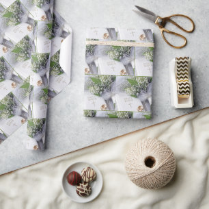 Papel De Presente Bíblia de Casamento com Buquê de Lírio do Vale