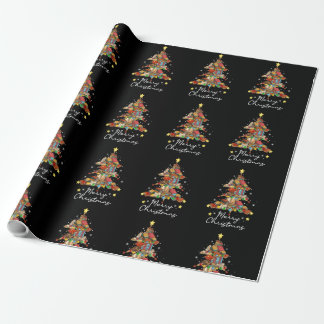 Papel De Presente Biblioteca de Natal Merry Tree Book Lover Li