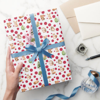 Papel De Presente Bicho de Natal de Animais da Floresta