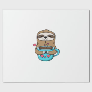 Papel De Presente Bicho-preguiça Chibi Amante de Café � Bicho-pregui