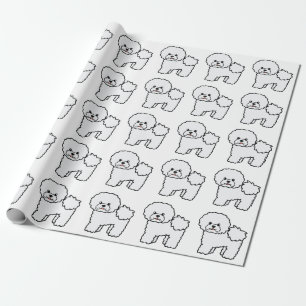 Papel De Presente Bichon Frise Cute Cartoon Dog Patterno