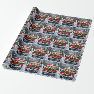 Papel De Presente Bichon Frise Natal Caminhão Vermelho Férias