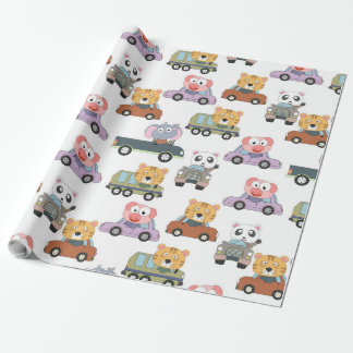 Papel De Presente Bichos Cachorros No Padrão De Carros