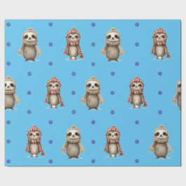 Papel De Presente Bichos-de-escarpa Natal em Azul